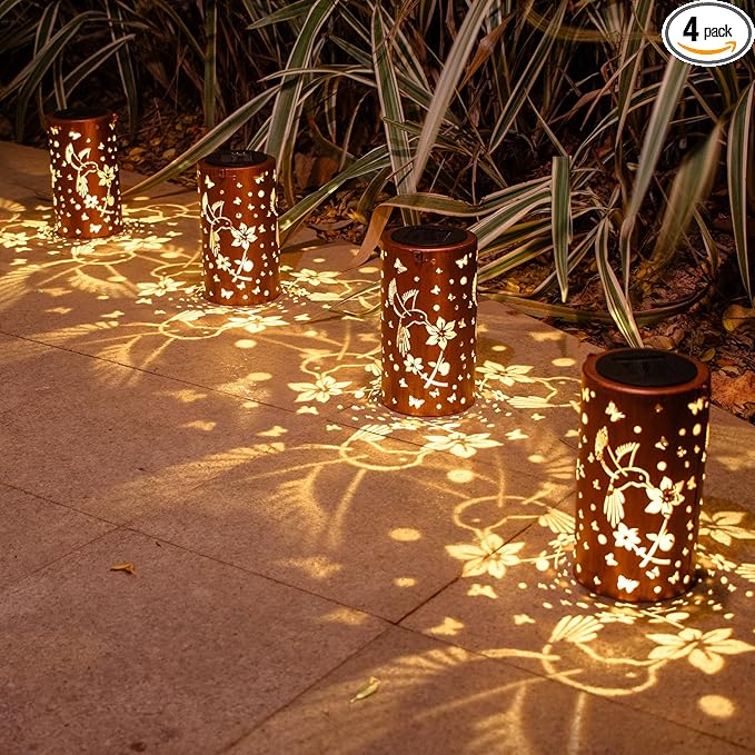 4 Pack Solar Lanterns Outdoor Waterproof Hummingbirds Birthday Gifts for Women Mom Grandma Garden Decor Hanging LED Decorative Light for Patio Yard Lawn Gardening Gifts