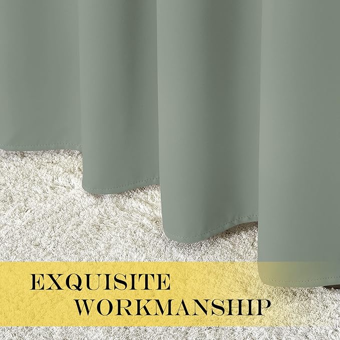 NICETOWN Bedroom Curtain 95 inches Long for Bedroom - Grommet Top Thermal Insulated Energy Saving Sound Reducing Drapes for Living Room, Sage Green, 1 Panel, W52 x L95