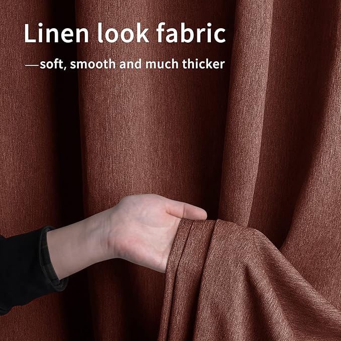 Easy-Going Linen Look Outdoor Curtains Waterproof Windproof Porch Curtains, Soft Thicken Outdoor Privacy Curtains for Patio, Gazebo, Grommet Top and Tab Bottom Drape, 1 Panel, 54x108 inch, Terra Red