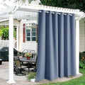 RYB HOME Outdoor Curtains for Patio Waterproof Block Sunlight Thermal Insulated Privacy Assured Thick Outside Curtains for Porch, Gazebo, Pergola, W84" x L95", Stone Blue, 1 Panel