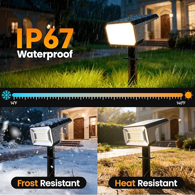 Fabrito 8 Pack Solar Spot Lights Outdoor Waterproof IP67, [108 LEDs, 4 Modes] Dusk to Dawn Spotlights with 1500mAh Battery for All Night, Landscape Lights for Tree, Yard, Pool, Pathway, Warm White