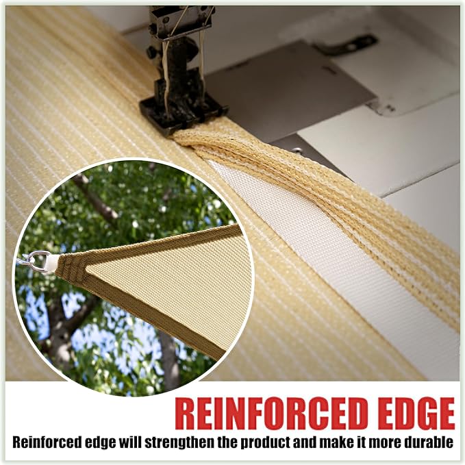 ColourTree TAPR1616 Custom Size 16' x 24' Sand Beige Sun Shade Sail Canopy UV Block UPF50 Rectangle - Commercial Standard Heavy Duty - 190 GSM - 3 Years Warranty