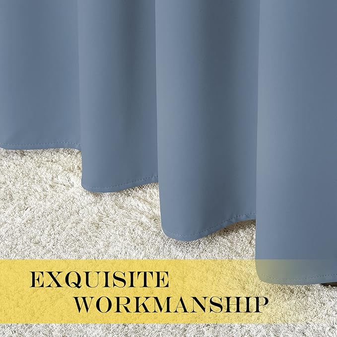 NICETOWN Blackout Stone Blue Curtains for Living Room - Grommet Energy Saving Thermal Drapes Sound Reducing Heat Blocking Window Treatments for Living Room (1 Panel, W52 x L90)