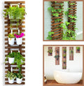 ShopLaLa Wall Planter for Climbing Plants Outdoor - Wooden Hanging Living Vertical Garden Outdoor Indoor Plant Stand Large Tall Long Ladder Vinyl Plant Hanger for Hanging Flower Pots 59" (150cm)