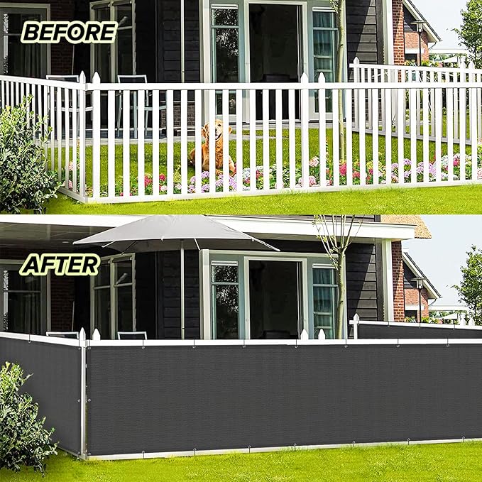 LOVE STORY Balcony Privacy Screen, 2.5'x5' Deck Shield Screen Fence Cover,UV Protection and Weather-Resistant,3 FT Height for Deck, Patio, Backyard, Outdoor Pool, Porch, Railing, Dark Grey