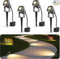 Outdoor Landscape Lighting, 4 Pack Outdoor Spotlights, LED Landscape Lights for House Yard Garden Lawn Tree Fence Plant Flags Pathway, 12V 2700K Warm White, IP65 Waterproof