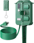 DEWENWILS Outdoor Power Stake Timer Waterproof, 6 Grounded Outlets, 6FT Extension Cord, 100FT Wireless Remote Control, Photocell Dusk to Dawn Timer for Lights, Yard, Garden, UL Listed