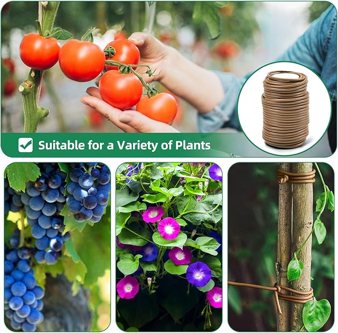 Decoroca Soft Plant Ties for Support - 65.6' Reusable Waterproof Plant Wire, Garden Twist, Office Organization and Decoration Binding（3pcs/Brown）