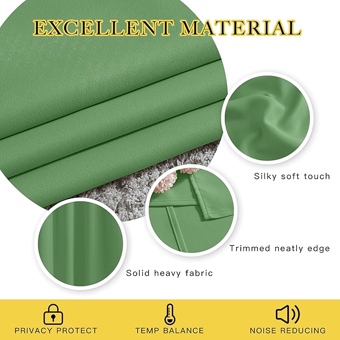 NICETOWN Blackout Curtain Drape 72 inch Long - Grommet Noise Reducing Thermal Insulated Modern Window Treatments for Bedroom Living Room (1 Panel, 52 x 72 Inch, Froest Green)