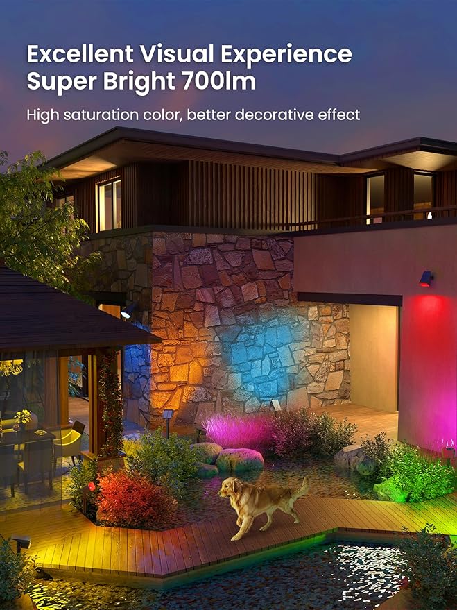 Color Changing Solar Spot Lights Outdoor, 9 Lighting Modes Colored Solar Lights Outdoor RGB, Color Light Waterproof IP65, Landscape Spotlights for Halloween Christmas Decorations