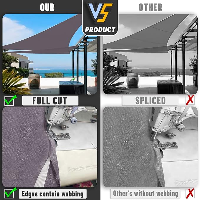LOVE STORY Custom Size 7'x14'x15.7' Dark Grey Sun Shade Sail Right Triangle Sunhsade Fabric Awning Canopy for Patio Backyard Carport Pergola (Customized)