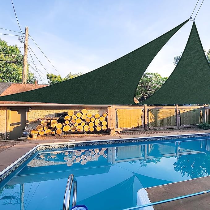 E&K Sunrise 10' x 10' x 10' Sun Shade Sail Triangle Canopy Shade Cover UV Block for Patio Backyard Garden Outdoor (Green)