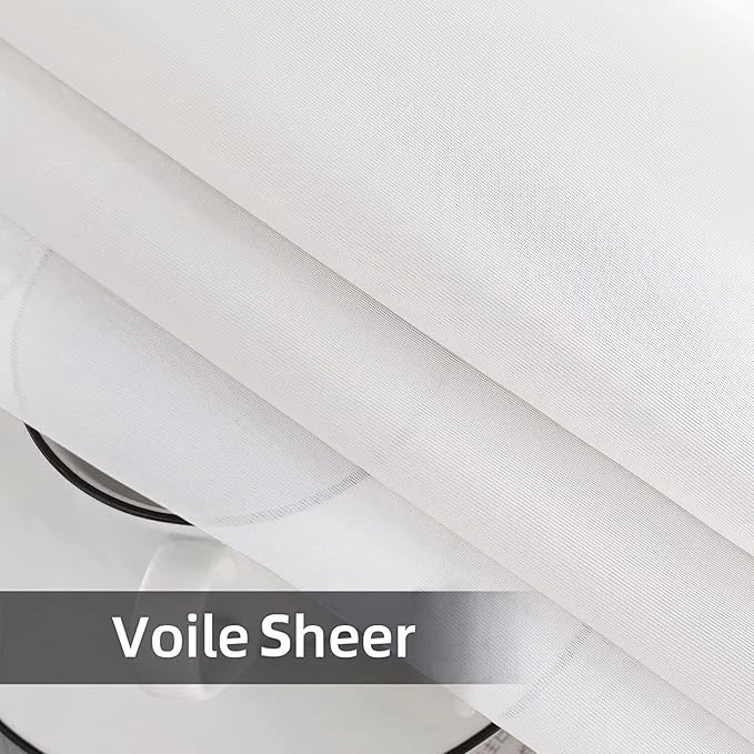 SpaceDresser Waterproof Outdoor Sheer Curtains for Patio - 4 Panels Rod Pocket Indoor Voile Sheer Curtain for Living Room,52W x 120L inch,White
