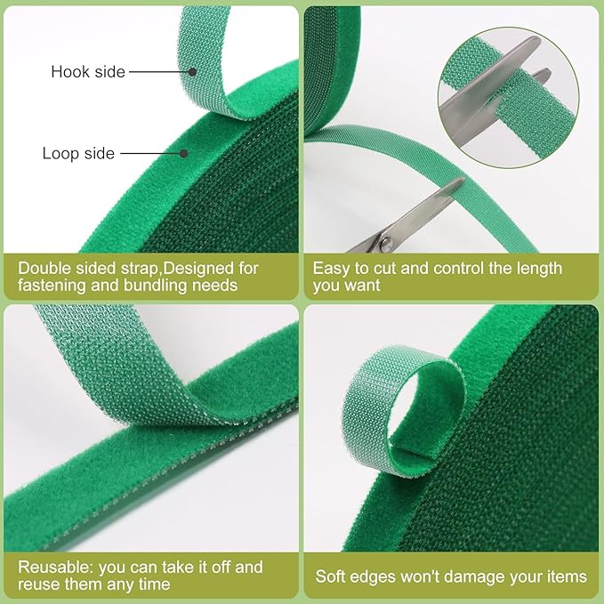 SumDirect Plant Tape 75 ft Plant Ties for Climbing Plants Garden Twist Ties Plants Adjustable Green Garden Tape for Plants, Flowers, Vines and Tree (75 ft x 1/2 in)