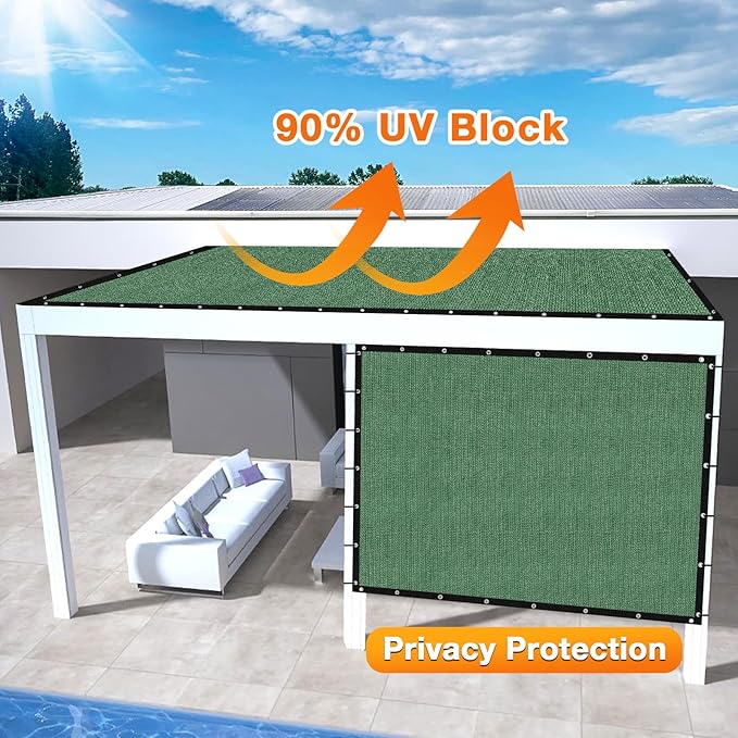 Artpuch Outdoor Pergola Shade Cover 12' X 20' Sun Shade Cloth with Grommets, 90% UV Protection Canopy Patio Privacy Screen (Customized Available) GN107, Green