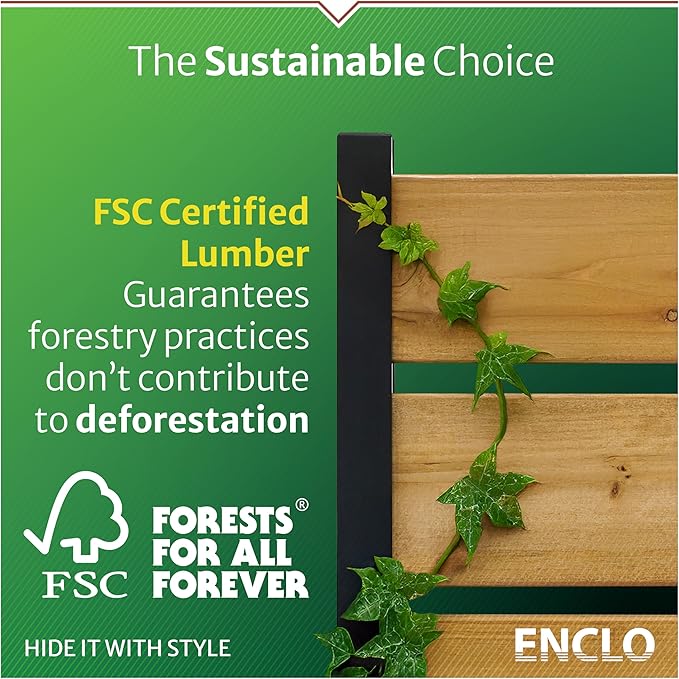 6ft H x 3.1ft W (1 Panel) No Dig Enclo Aspen Charcoal Wood Privacy Screen, Decorative Patio Privacy Screen, Great to Hide Trash Cans, Outdoor Privacy Fence Panel, Air Conditioner Fence, EC18042