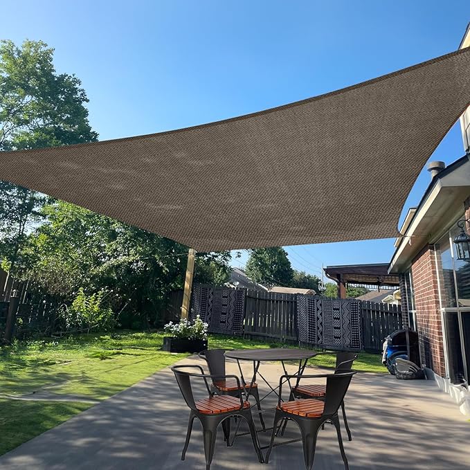 SUNLAX Sun Shade Sail 13' x 17' Brown Rectangle Canopy Sail Shade Cover UV Block Permeable Sunshade Outdoor for Patio Backyard Deck Pergola (We Make Custom Size)