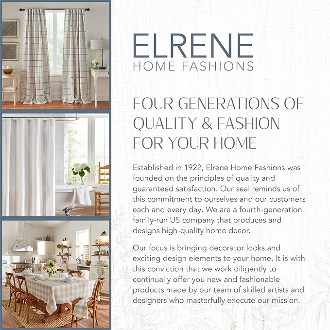 Elrene Home Fashions Highland Stripe Indoor/Outdoor Curtain Panel, 50 inches X 95 inches, Gray & White