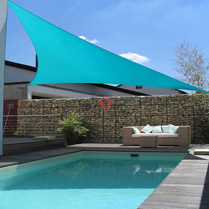 Patio Paradise 10' x 10' x 9'10" Sun Shade Sail Triangle Canopy, Permeable Shade Cloth Fabric Sunlight Block Patio Cover HDPE Deck Awning for Outdoor Backyard Pergolas Roof Shading, Turquoise