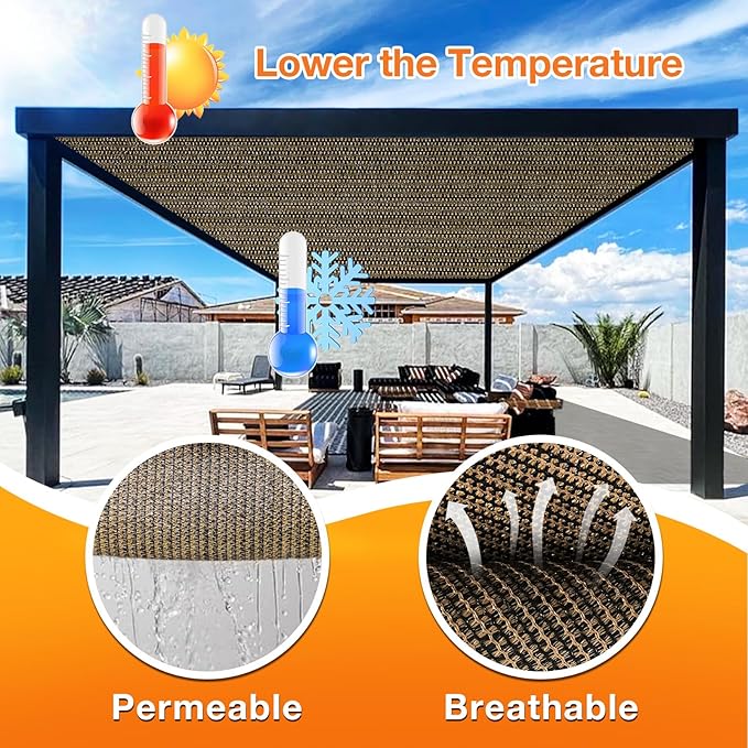Artpuch Outdoor Pergola Shade Cover 5x20 FT Sun Shade Cloth with Grommets Mocha 90% UV Protection Canopy Patio Privacy Screen (Customized Available)