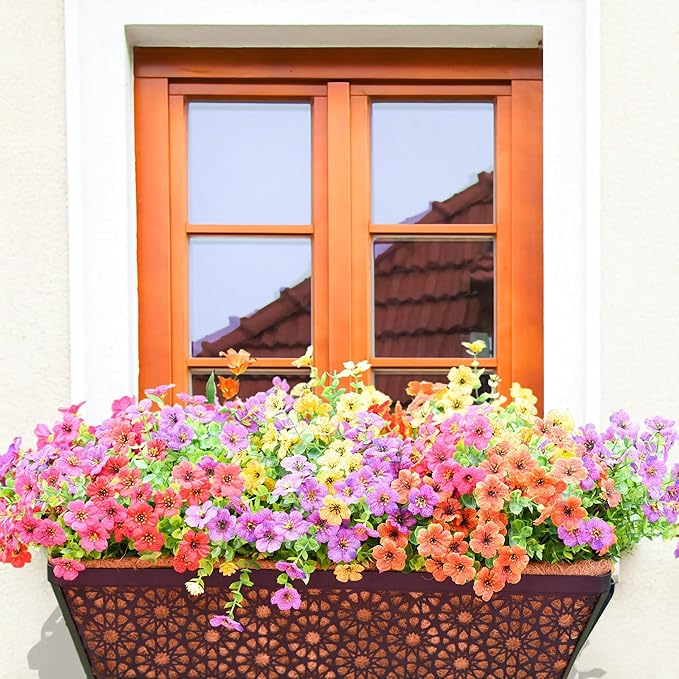 2 Pack 24" Railing Planter Window Box Deck Balcony Rail Planter Black Metal Flower Basket Horse Trough Planters with Coco Fiber Liner for Porch Fence Patio Outdoor