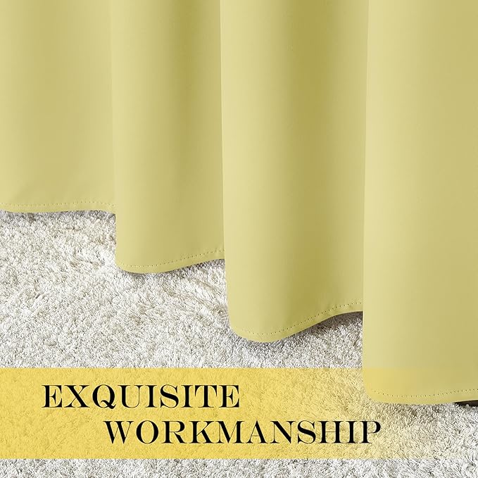 NICETOWN Paler Yellow Blackout Curtain for Living Room - Solid Thermal Insulated Grommet Blackout Panel/Drape for Bedroom Kitchen Window (1 Panel, 52 inches Wide by 54 inches Long)