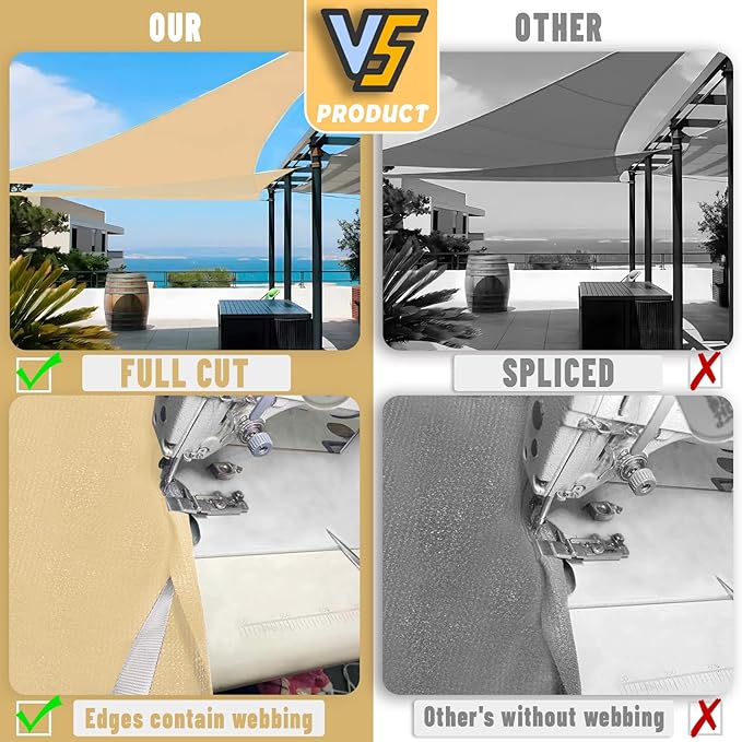 LOVE STORY Custom Size 7'x7'x7' Sand Sun Shade Sail Triangle Sunhsade Fabric Awning Canopy for Patio Backyard Carport Pergola (Customized)