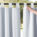 NICETOWN 2 Panels Patio Curtainss Outdoor Waterproof W52 x L120, Detachable Sticky Tab Top Blackout Public Dividers Thermal Insulated Blinds Sunlight Block for Arbor/Pool/Sunroom, Tan