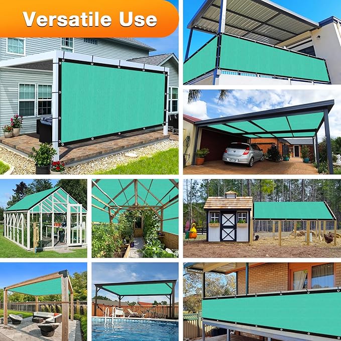 Artpuch Outdoor Pergola Shade Cover 9' X 12' Sun Shade Cloth with Grommets, 90% UV Protection Canopy Patio Privacy Screen (Customized Available) GN107, Turquoise