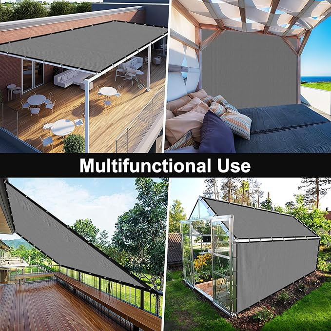 Artpuch 90% Sun Shade Cloth, 8 x 16 FT Pergola Shade Cover Canopy with Grommets, Sun Screen Fabric Tarp for Patio, Outdoor, Garden, Backyard, Blue Grey