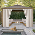 DIVA EN CAMINO DEC Outdoor Patio Curtain Waterproof Darkening Thermal Insulated Indoor Curtains for Bedroom, Porch, Living Room, Pergola, Cabana, W84 x L95, Cream, Set of 2 Panels