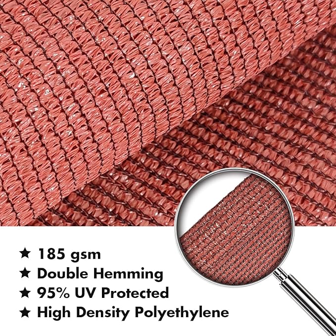 KANAGAWA 12'X24' Rust Red Custom Size Sun Shade Sail Rectangle UV Block Canopy Cover for Patio Backyard Lawn Garden Outdoor (Customized Available)