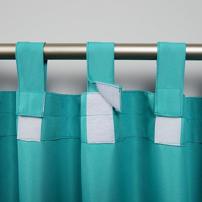 Exclusive Home Cabana Solid Indoor/Outdoor Light Filtering Hook-and-Loop Tab Top Curtain Panel Pair, 54"x120", Teal