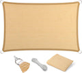 Eden's Decor Straight Flat-Edged Sun Shade Sail Rectangular 14' x 15' Beige UV-Blocking Outdoor Canopy Fabric Cloth Awning for Pergola Patio Garden Backyard Custom Size