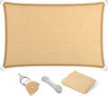Eden's Decor Straight Flat-Edged Sun Shade Sail Rectangular 12' x 14' Beige UV-Blocking Outdoor Canopy Fabric Cloth Awning for Pergola Patio Garden Backyard Custom Size