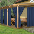 HolidayIdeas Outdoor Curtains for Patio Waterproof, 6 Panels - 54x95 Inches - Weatherproof Privacy Outsides Curtains for Cabana Porch Pergola, Sunlight & UV Blocking (Navy, Grommet Top)