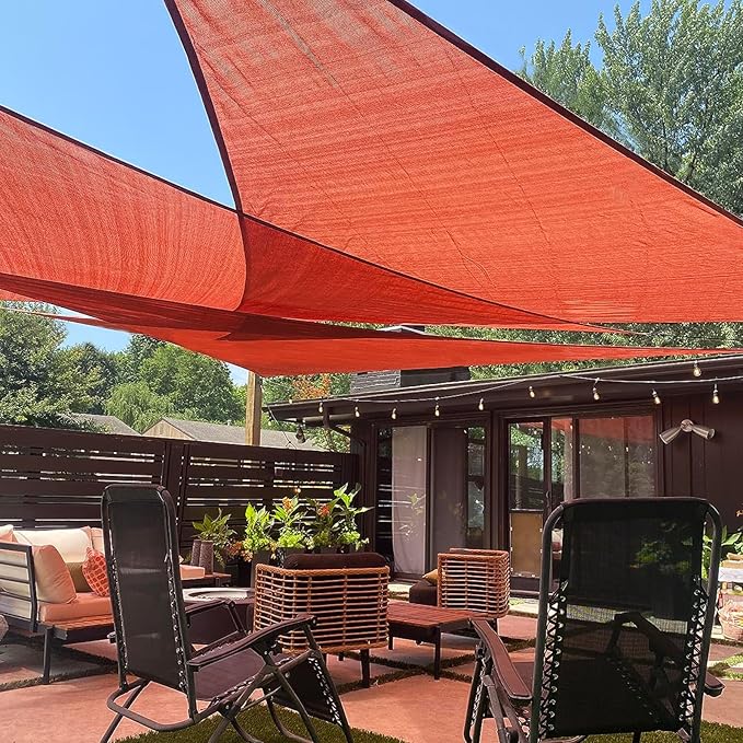 LOVE STORY Custom Size 8'x8'x11.3' Terra Red Sun Shade Sail Right Triangle Sunhsade Fabric Awning Canopy for Patio Backyard Carport Pergola (Customized)