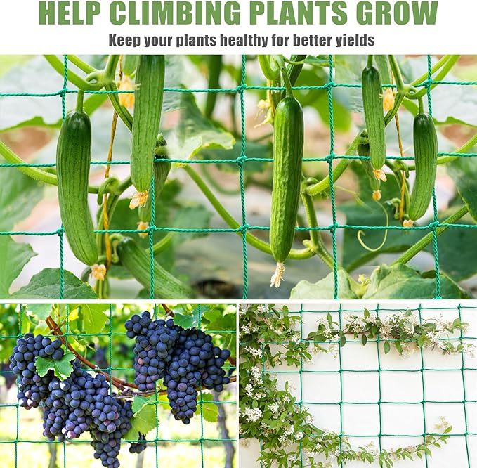 Trellis Netting, Garden Trellis Netting for Climbing Plants, 16.5x6.6Ft Plant Netting for Cucumber, Tomato, 27 Strands Nylon & 4x4 Inch Mesh, Grow Net for Vines, Fruits, Vegetables, Grapes, Beans,Peas