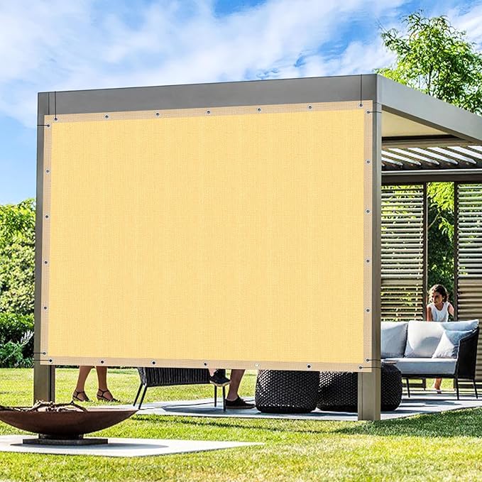 Artpuch Outdoor Pergola Shade Cover 6x6 FT Sun Shade Cloth with Grommets Sand 90% UV Protection Canopy Patio Privacy Screen (Customized Available)