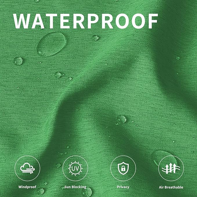 Easy-Going Linen Look Outdoor Curtains Waterproof Windproof Porch Curtains, Soft Thicken Outdoor Privacy Curtains for Patio, Gazebo, Grommet Top and Tab Bottom Drape, 1 Panel, 110x96 inch, Green