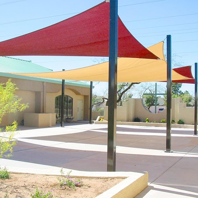 E&K Sunrise 26' x 26' x 26' Sun Shade Sail Triangle Canopy Shade Cover UV Block for Patio Backyard Garden Outdoor (Red)