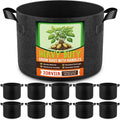 10 Pack 3 Gallon Grow Bags, Thickened Nonwoven Fabric Planter Pots with Handles, Heavy Duty 300G Garden Pots for Tomato, Potato and Vegetable