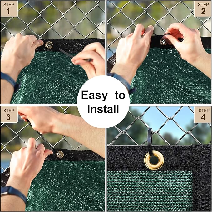 UPGRADE Privacy Fence Screen 4'x58' Dark Green Outdoor 90% Visibility Blockage 170 GSM Mesh Shade Cover Panels for Backyard,Balcony,Home Decoration with Zip Ties,Customized Avaliable