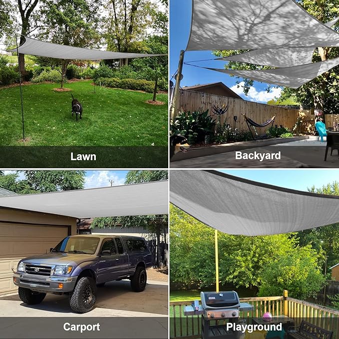 SUNLAX Sun Shade Sail 20' x 20' x 20' Silver Grey Triangle Canopy Sail Shade Cover UV Block Permeable Sunshade Outdoor for Patio Backyard (We Make Custom Size)