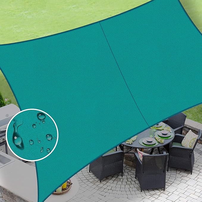 LOVE STORY Rectangle 9'x9' Waterproof Sun Shade Sail Canopy UV Block for Outdoor Patio Backyard Carport,Turquoise Blue(We Make Custom Size)