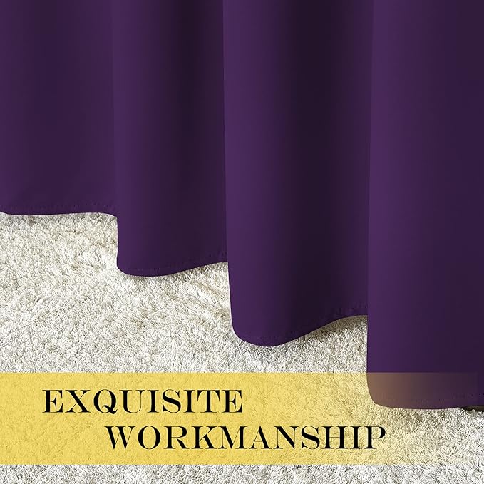 NICETOWN Blackout Curtain Drape for Bedroom - Light Reducing Thermal Insulated Solid Grommet Room Darkening Window Curtain 90 inches Long for Living Room (Royal Purple, 1 Piece, W66 x L90)