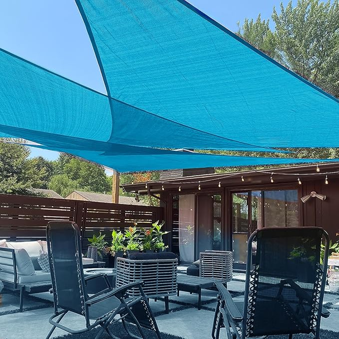 LOVE STORY Custom Size 15'x15'x21.2' Turquoise Blue Sun Shade Sail Right Triangle Sunhsade Fabric Awning Canopy for Patio Backyard Carport Pergola (Customized)