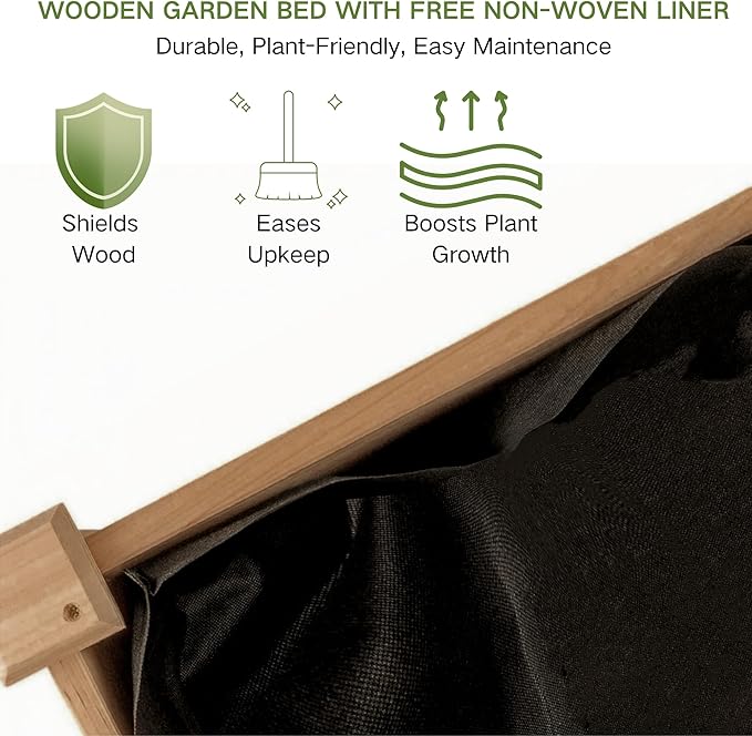 34x18x30in Wooden Raised Garden Bed with Legs,Elevated Reinforced Planter Box with Bed Liner for Backyard/Patio/Gardener,150lb Capacity - Acorn Brown