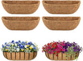4 Pcs 30 Inch Trough Coco Liner for Window Box, 100% Natural Half Moon Coconut Coir Planter, Replaceable Coconut Fiber Liner for Window Boxes & Fence Flower Baskets (4, 30 inch)