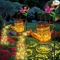 2 Pack Solar Powered Butterfly Watering Can Lights Waterproof Outdoor Decor with Shepherd Hook Hanging Patio Lights for Yard, Garden, Backyard Perfect Gardening Christmas Gift for Women, Mom, Grandma